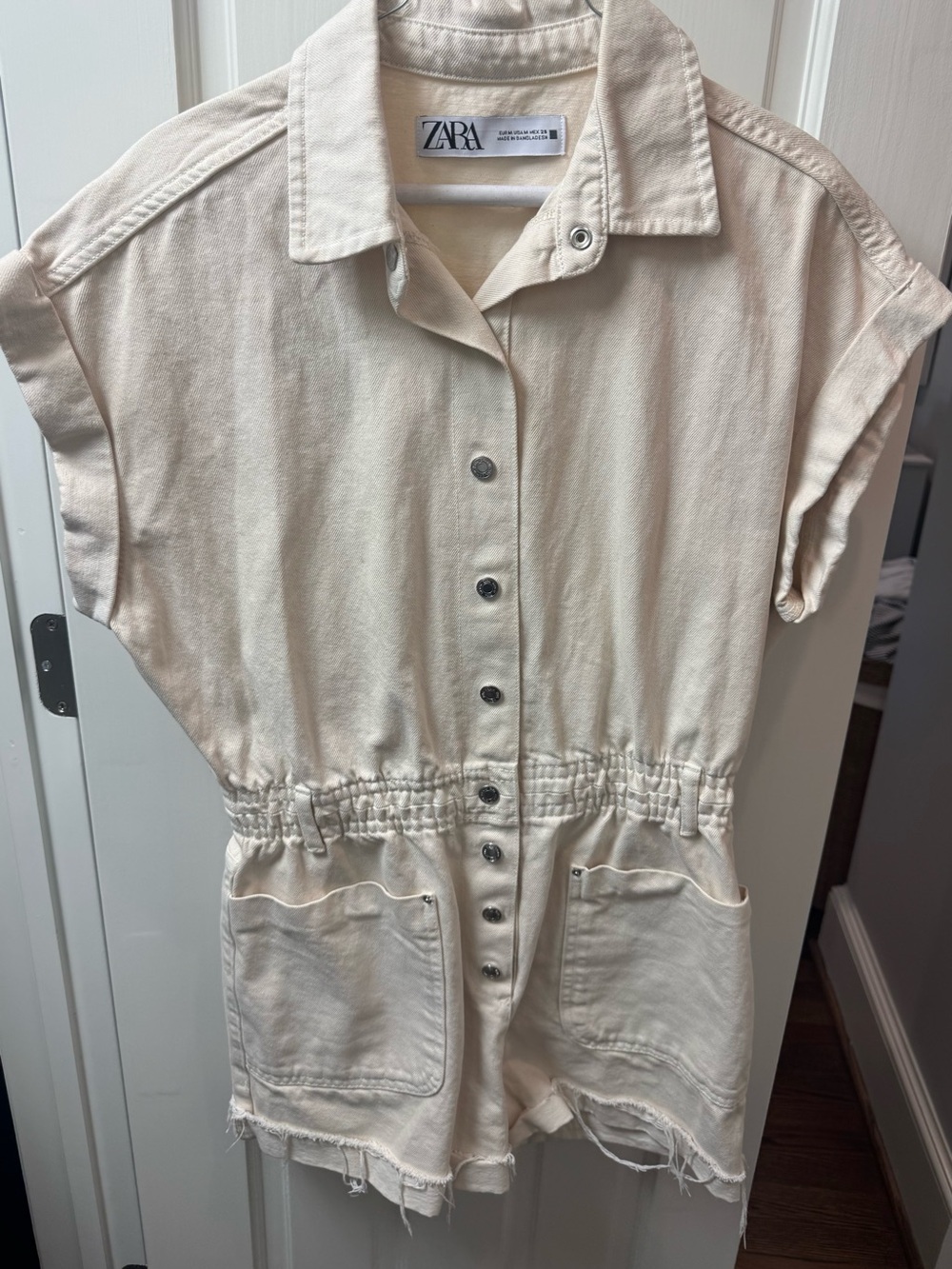 ZARA Denim Jumpsuit in Ecru